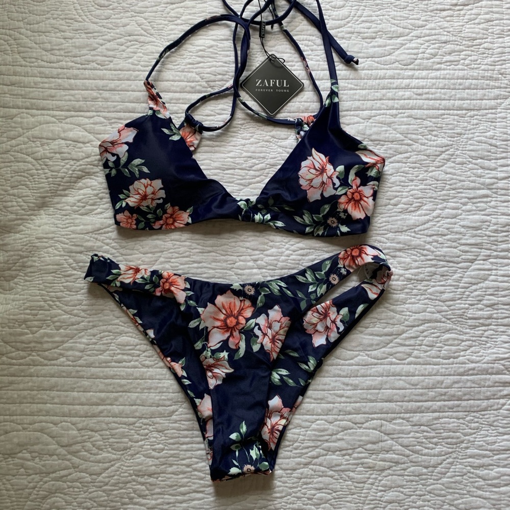Navy Floral Bikini